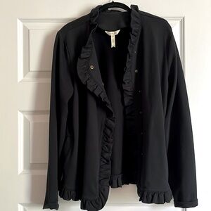 Matilda Jane All Is Calm Black Ruffle Jacket Women’s Size Large. NWOT